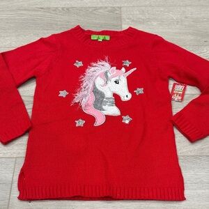 Red Unicorn Sweater for Kids size S(7/8) new holiday